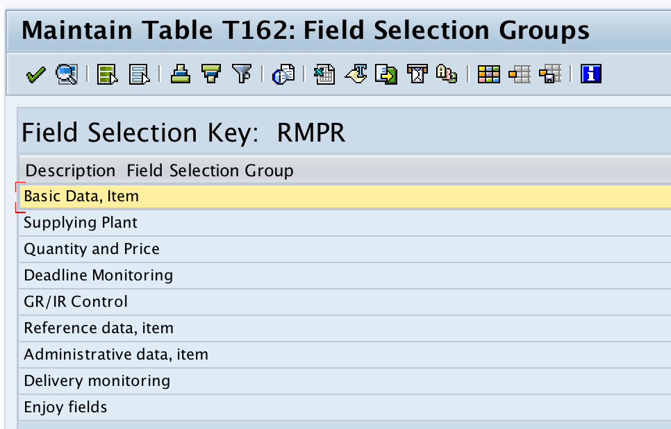Field Selection key - SAP