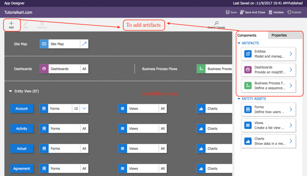 How to add Entity Assets and artificat to Dynamics 365 App