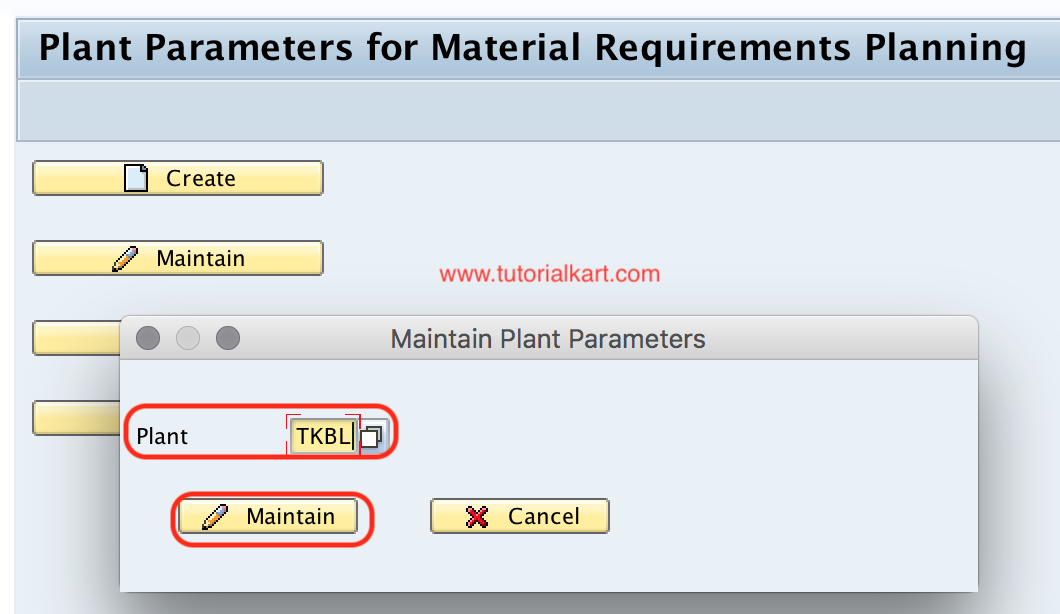 Maintain plant parameters SAP