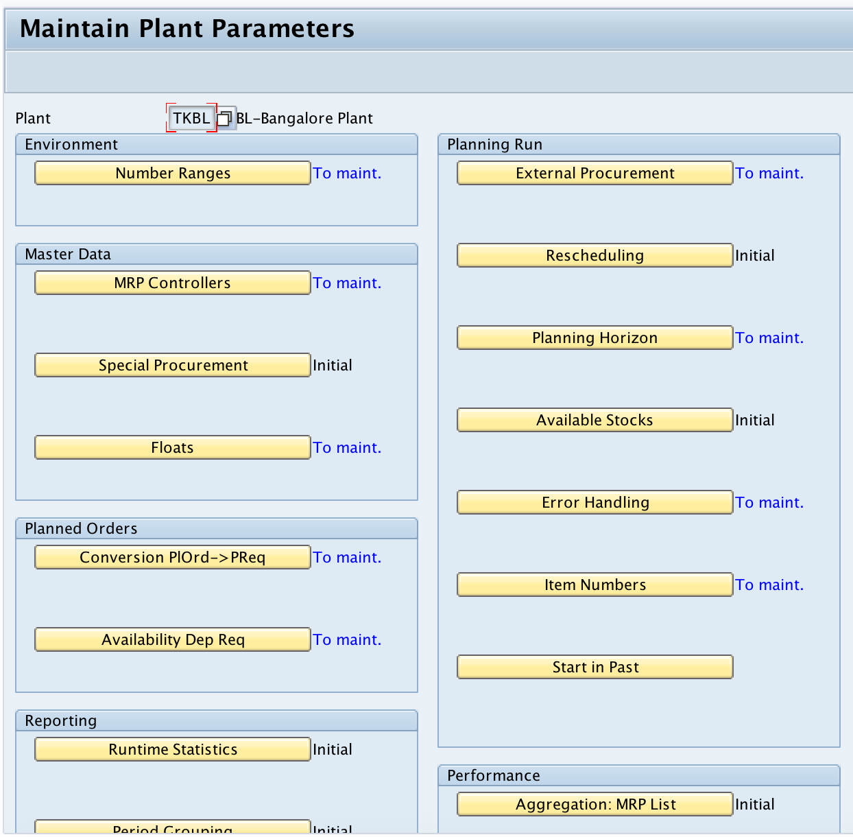 Maintain plant parameters in SAP MM