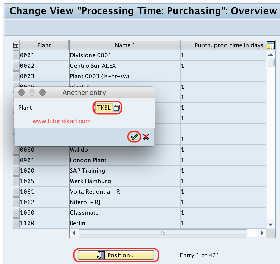 Processing time purchasing SAP