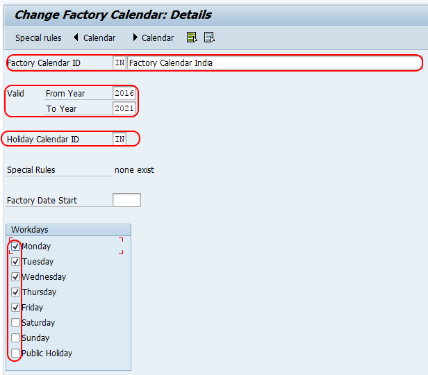 change factory calendar assignment in sap