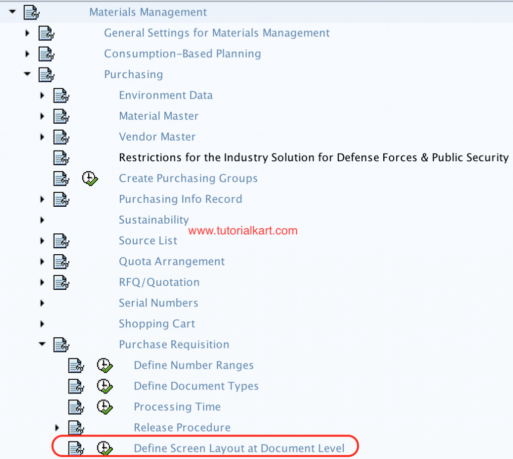 SAP MM - Define Screen Layout at Document Level