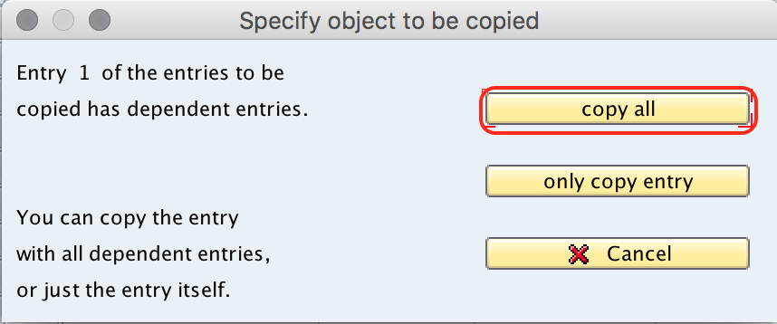 Specify object to be copied SAP