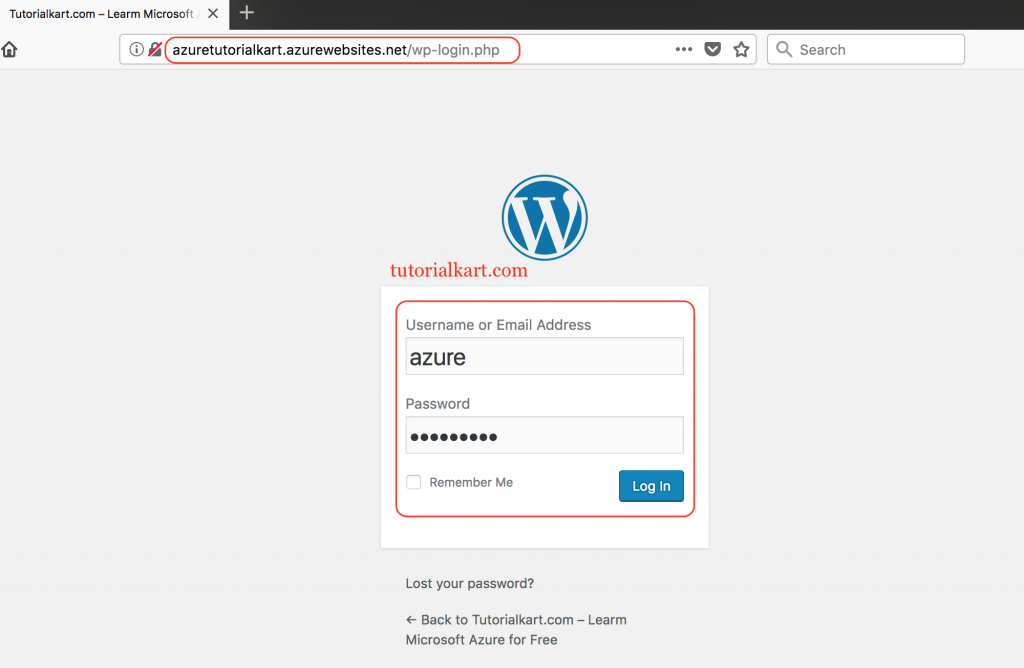 Configuring WordPress login credentials