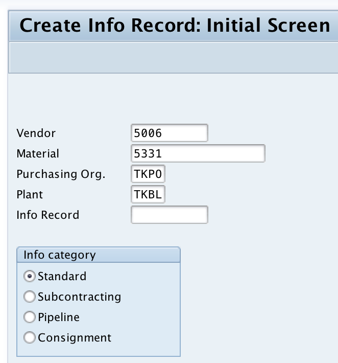 create info record in SAP