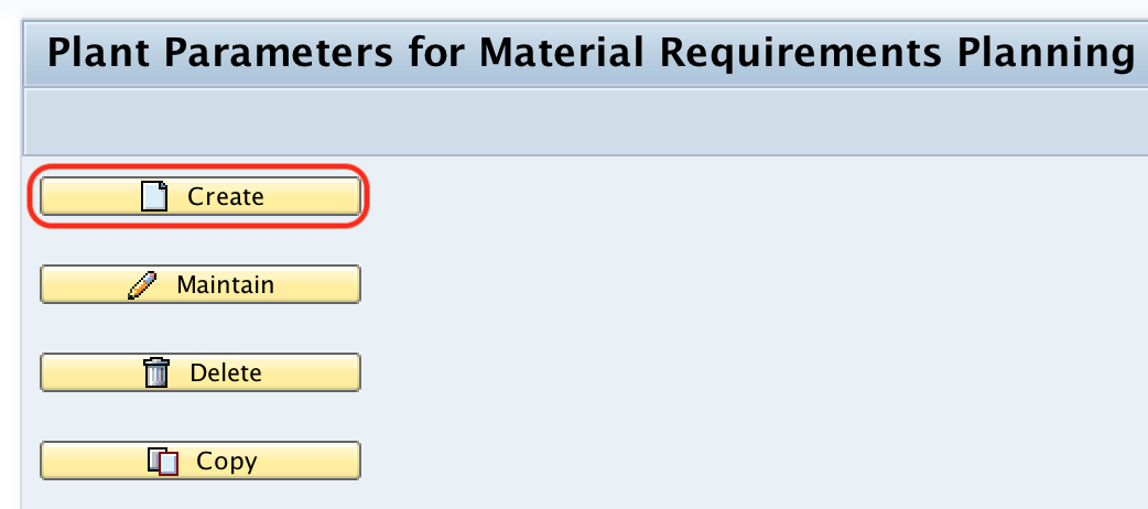 create plant parameters for MRP SAP