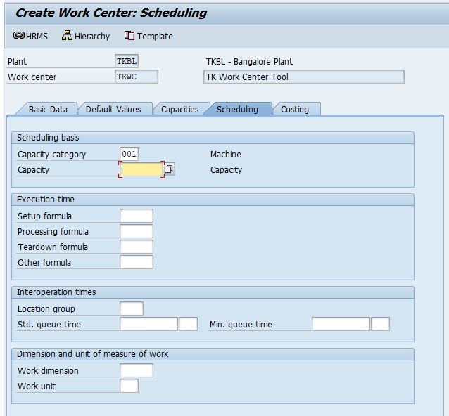 create work center scheduling.