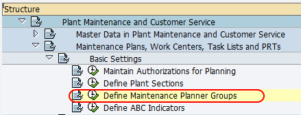 define maintenance planner group navigation