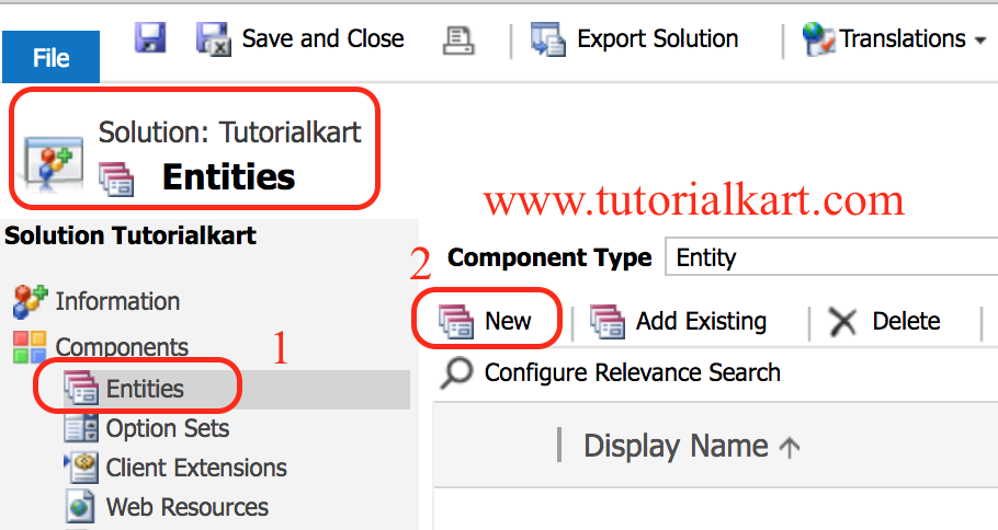 new entity in dynamics CRM