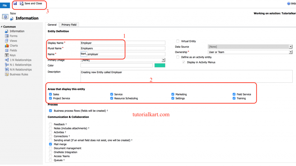 How to create an Entity in Microsoft CRM?