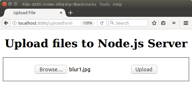 Node.js Upload File - File Selected