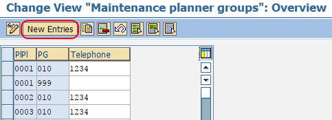 planner group new entries SAP