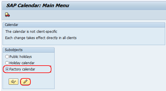 sap calendar main menu