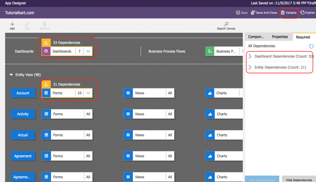 validation app designer in dynamics 365