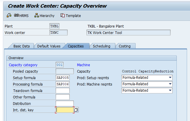 work center capacity