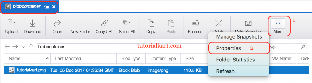 Azure blob storage properties