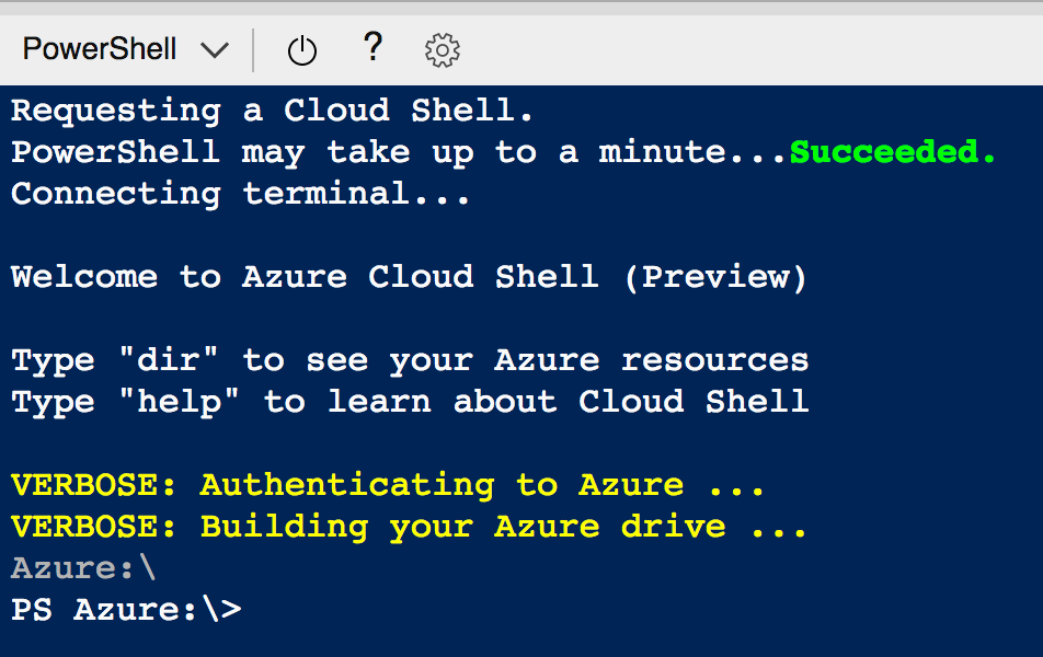 Azure powershell terminal