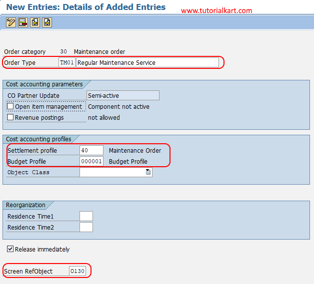 Create Order Types for Maintenance in SAP