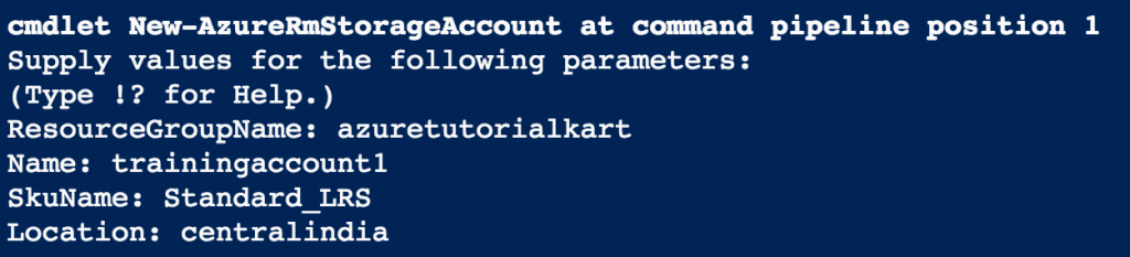 Creating Storage Account using Azure Powershell 