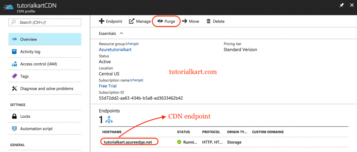 How to Purge an Azure CDN endpoint Azure storage explorer