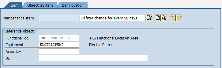 Reference Object maintenance plan SAP