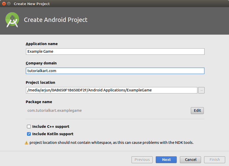 Create Android Application with Kotlin support