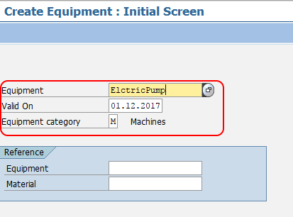 create equipment initial screen