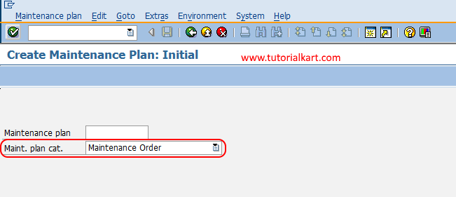 create maintenanc plan initial screen sap