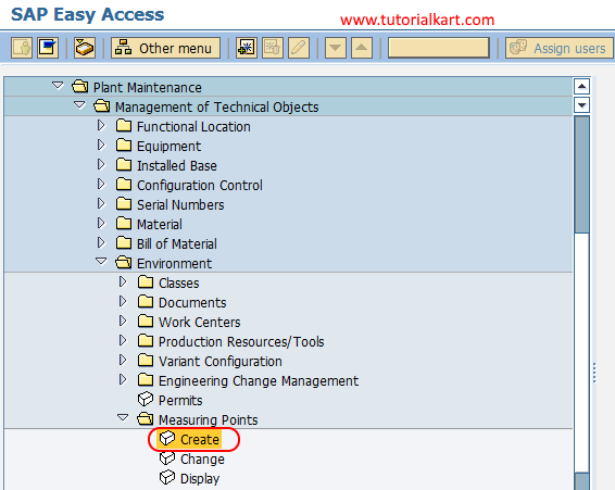 create measuring points create in SAP