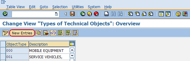 create types of technical object type in SAP