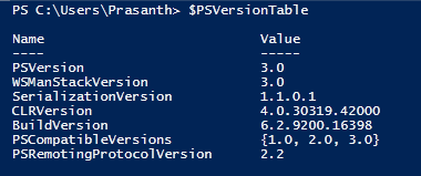 powershell version on windows7