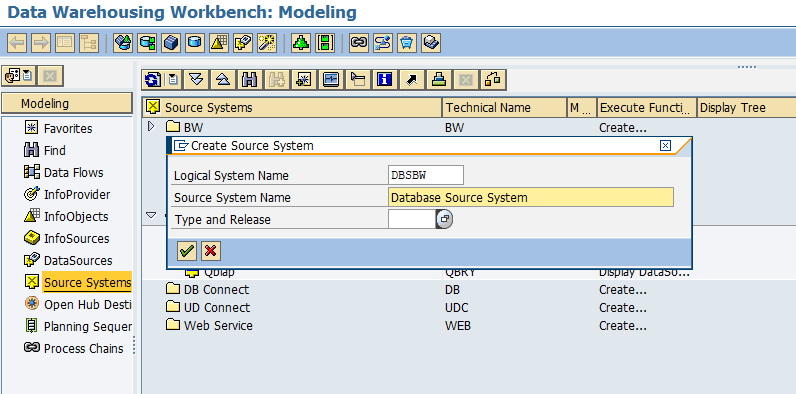 create database source system in SAP BW