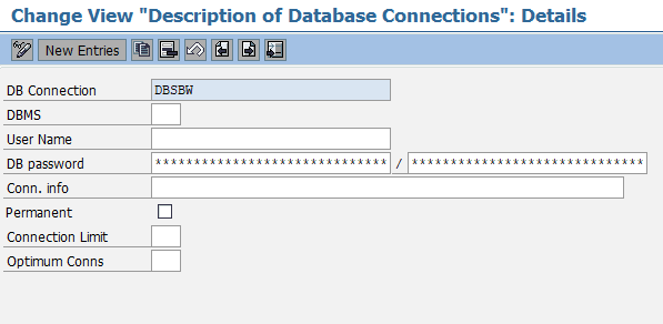 database connection SAP BW