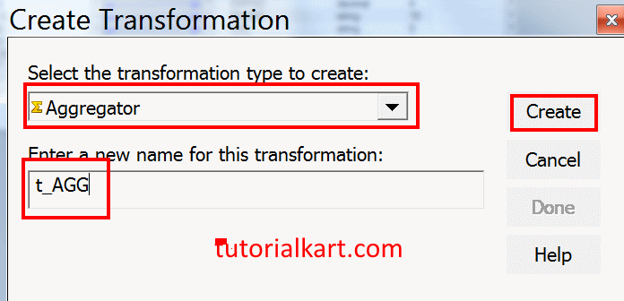  Create Aggregator Transformation