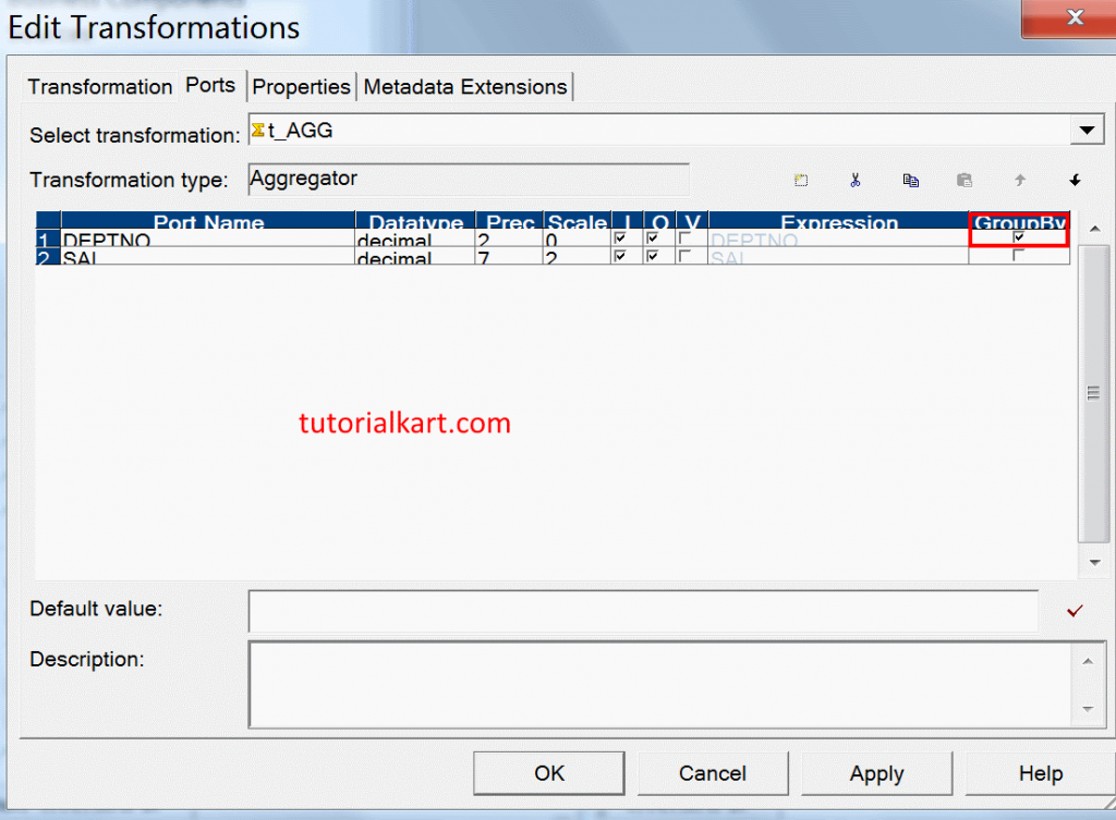 Create Aggregator Transformation