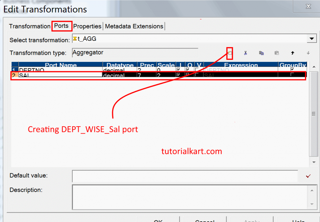 Create Aggregator Transformation