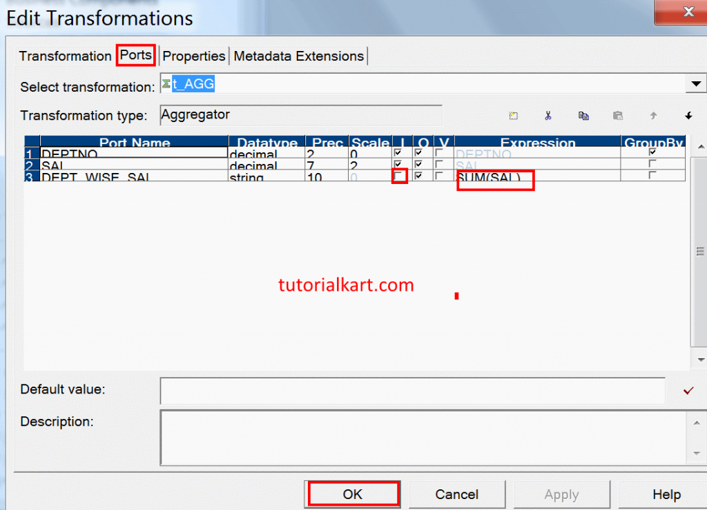 Create Aggregator Transformation