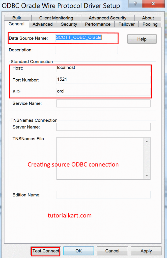 creating new odbc connection