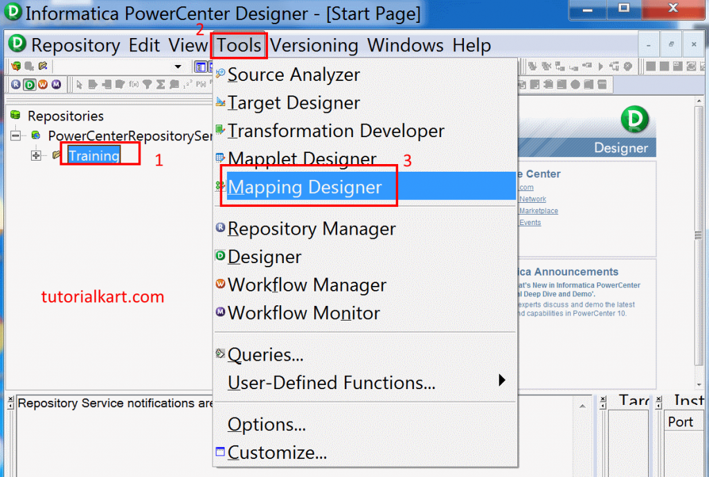 Creating mapping in Informatica PowerCenter 10.1.0