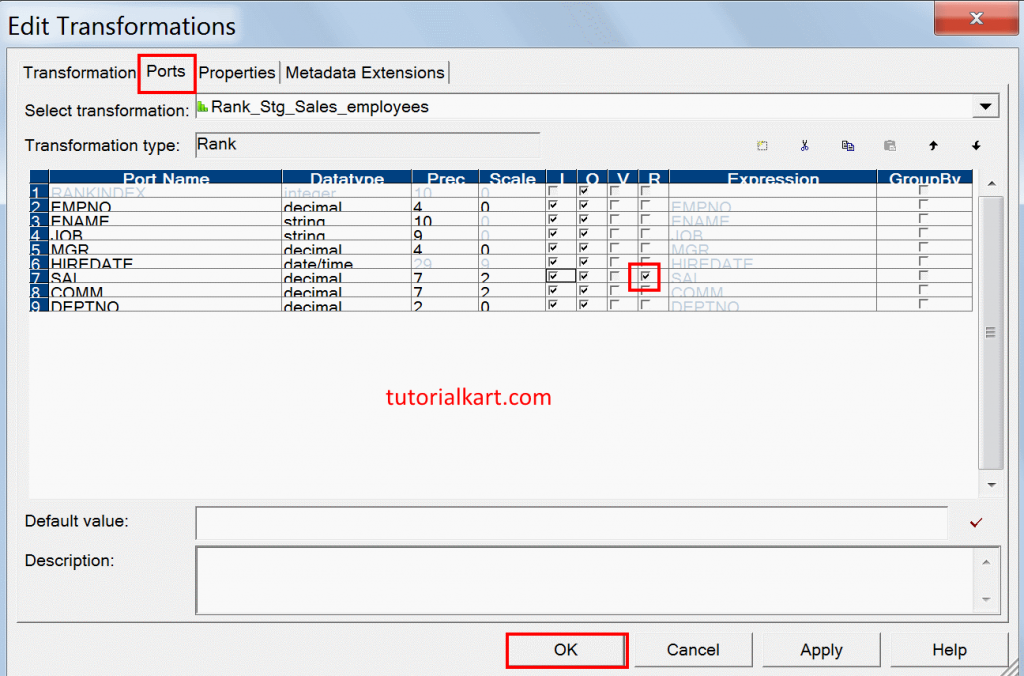 Rank Transformation in Informatica