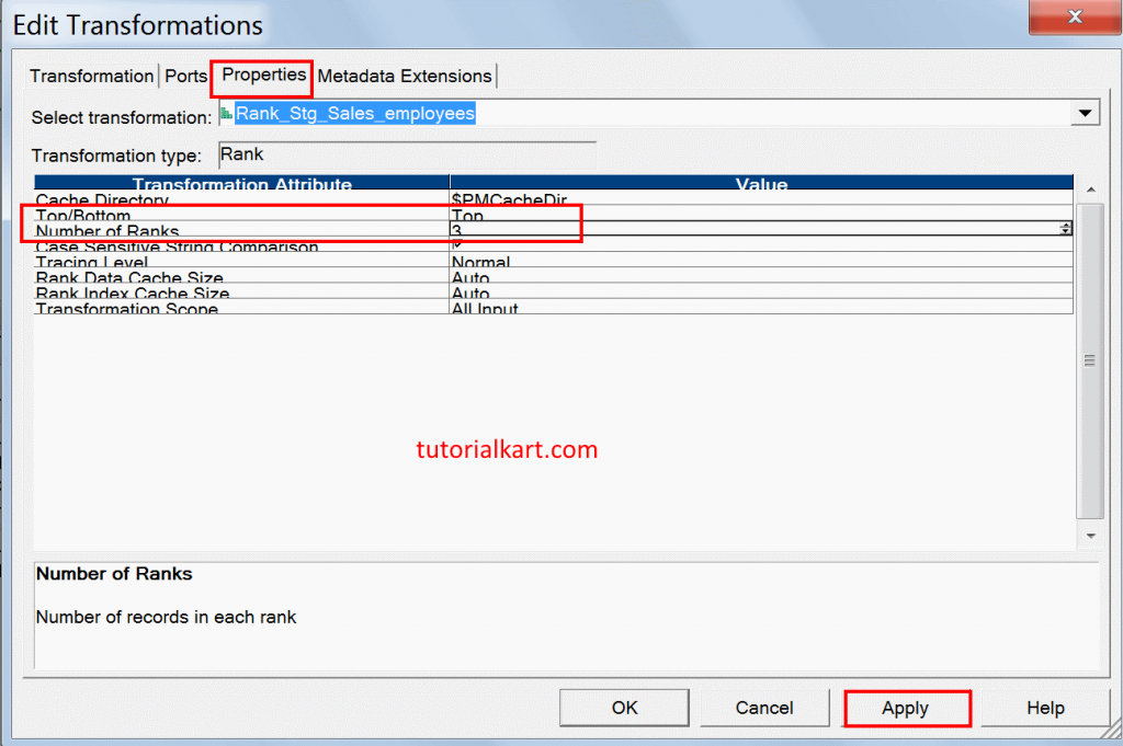 Rank Transformation in Informatica