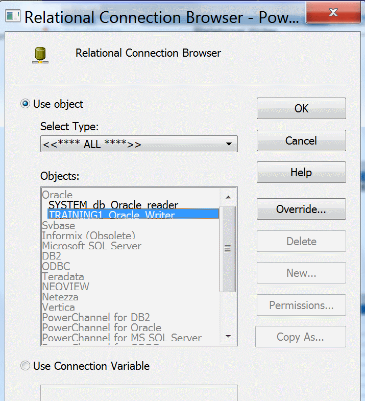 Creating writer connection in Informatica powercenter 10.1.0