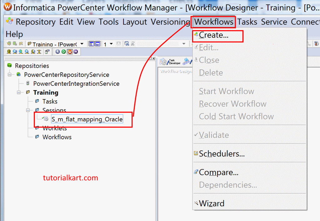 Creating workflow connection in Informatica powercenter 10.1.0