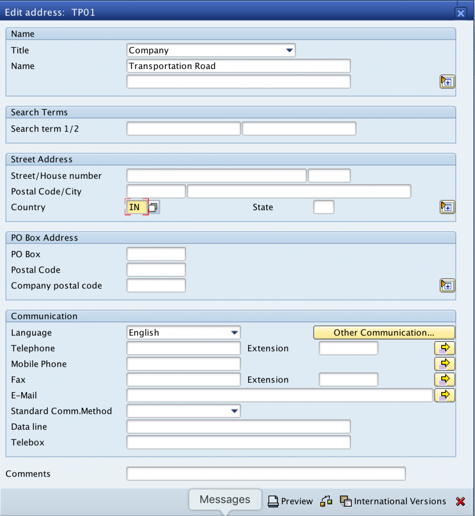 Transportation Planning Point address details