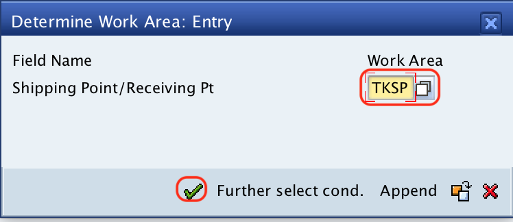 determine work area shipping point