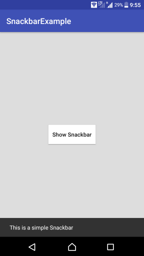 Android Snackbar Example