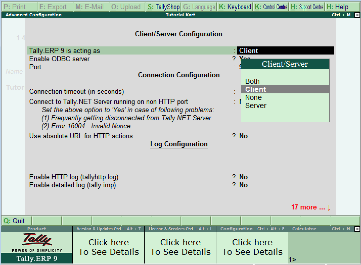 Advanced configuration in Tally ERP 9