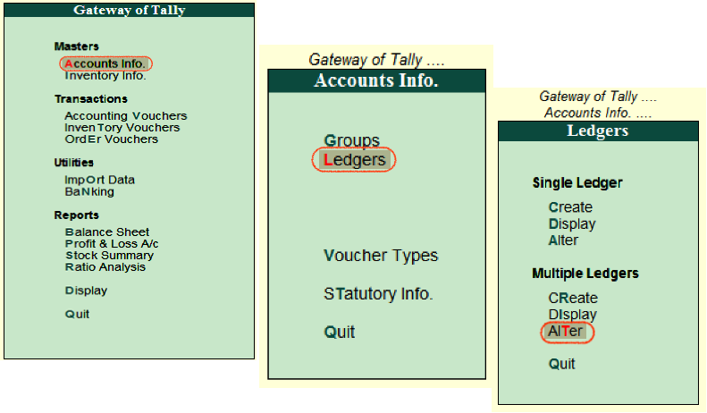 Alter Multiple Ledgers in Tally