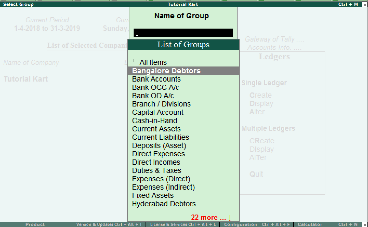 Choose group name for alter ledger